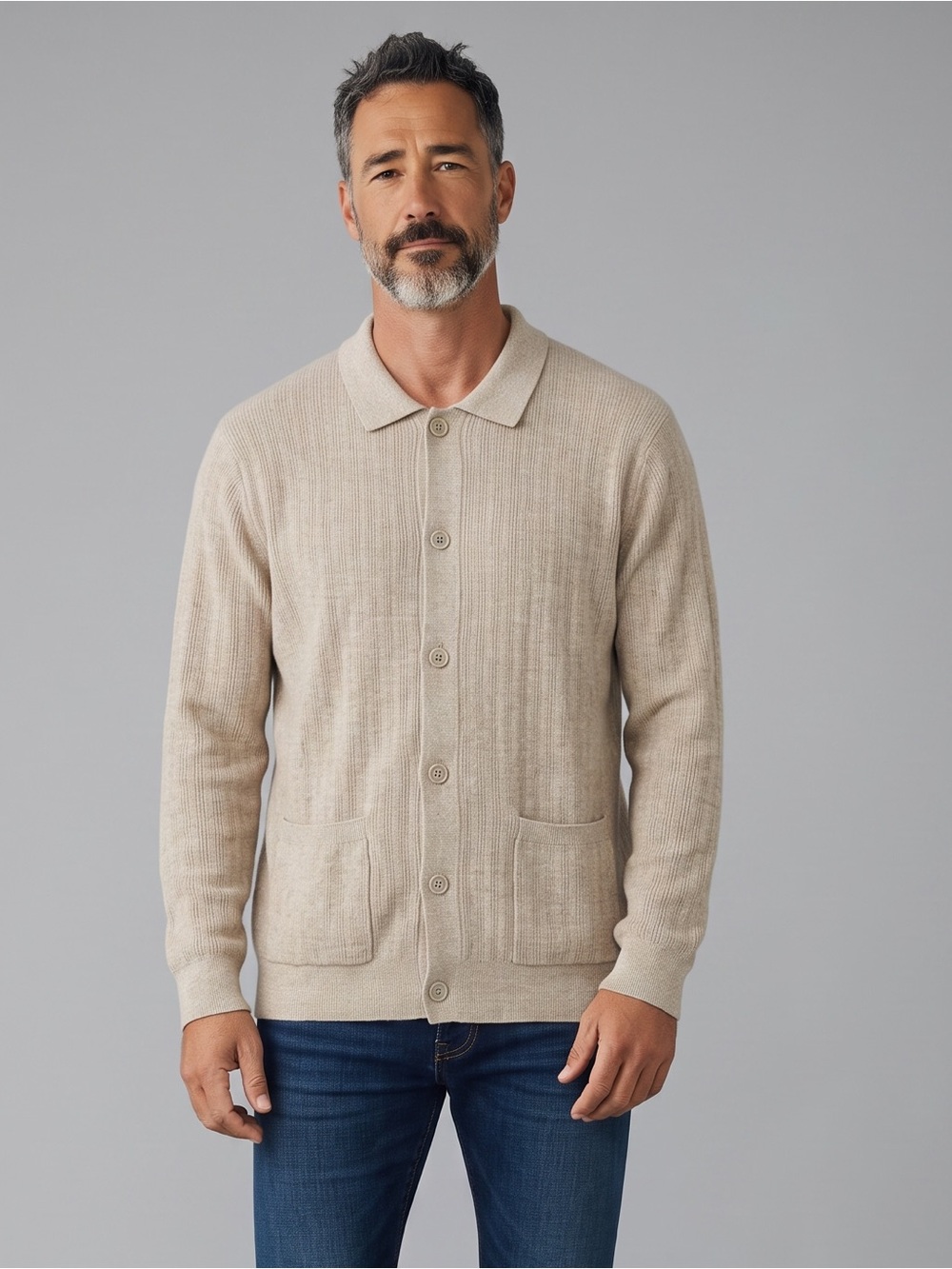 Goodfellow & Co - NWT - Tan Ribbed Polo Cardigan